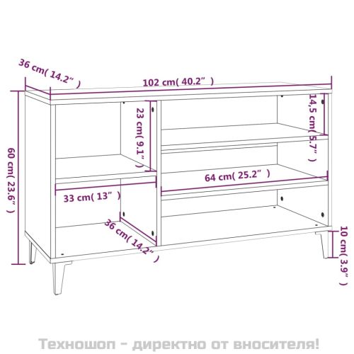 Шкаф за обувки, бял гланц, 102x36x60 см, инженерно дърво