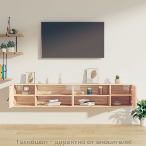 Стенни шкафове, 2 бр, 80x30x30 см, бор масив