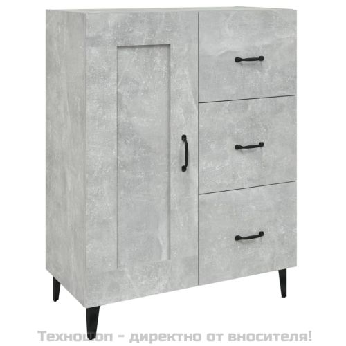 Сайдборд, бетонно сив, 69,5x34x90 см, инженерно дърво