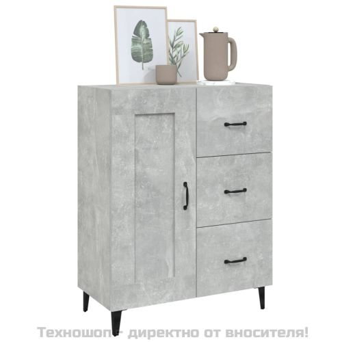 Сайдборд, бетонно сив, 69,5x34x90 см, инженерно дърво