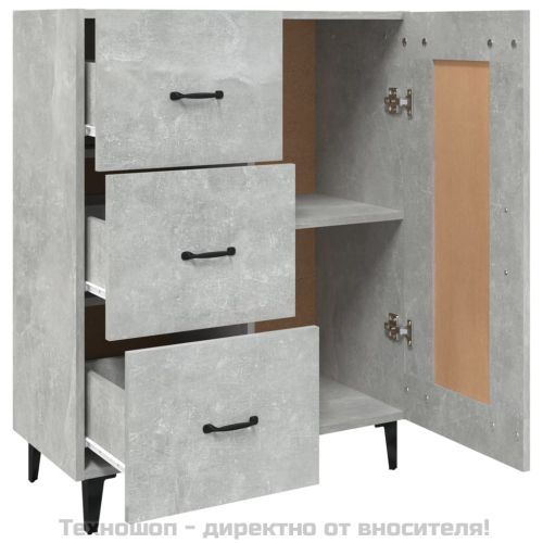 Сайдборд, бетонно сив, 69,5x34x90 см, инженерно дърво