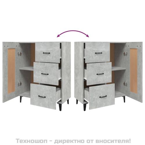 Сайдборд, бетонно сив, 69,5x34x90 см, инженерно дърво