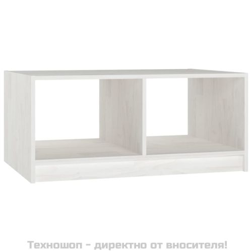 Маса за кафе, бяла, 75x50x33,5 см, борово дърво масив