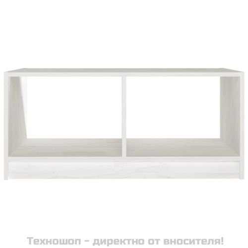 Маса за кафе, бяла, 75x50x33,5 см, борово дърво масив