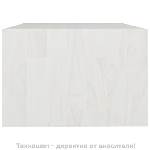 Маса за кафе, бяла, 75x50x33,5 см, борово дърво масив