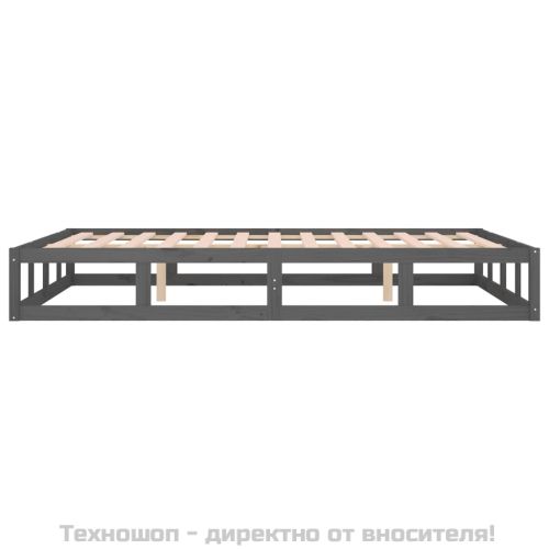 рамка за легло сиво 150x200 см King Size масивно дърво