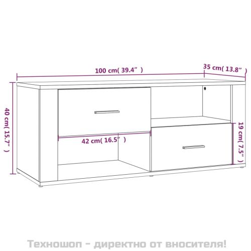 ТB шкаф, сив, 100x35x40 см, инженерно дърво