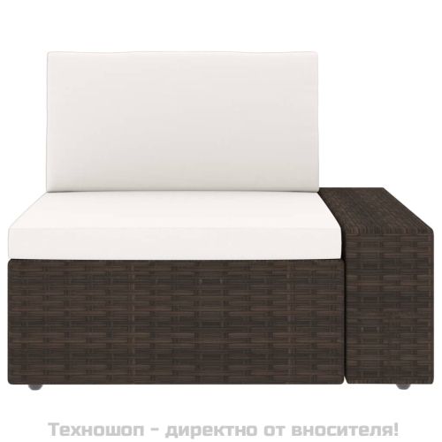 Триместен модулен диван, полиратан, кафяв