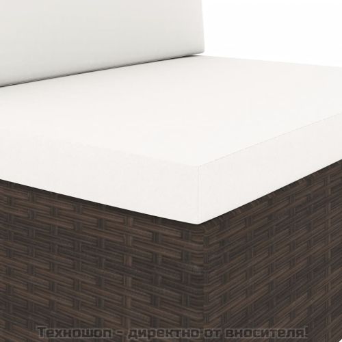 Триместен модулен диван, полиратан, кафяв