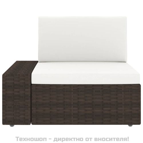 Триместен модулен диван, полиратан, кафяв