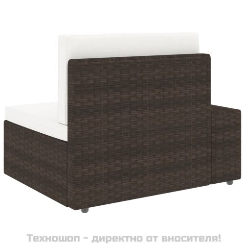 Триместен модулен диван, полиратан, кафяв