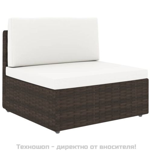 Триместен модулен диван, полиратан, кафяв