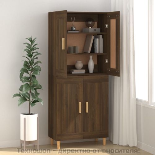 817335 Сайдборд, Кафяв дъб, 69,5x34x90 см, инженерно дърво