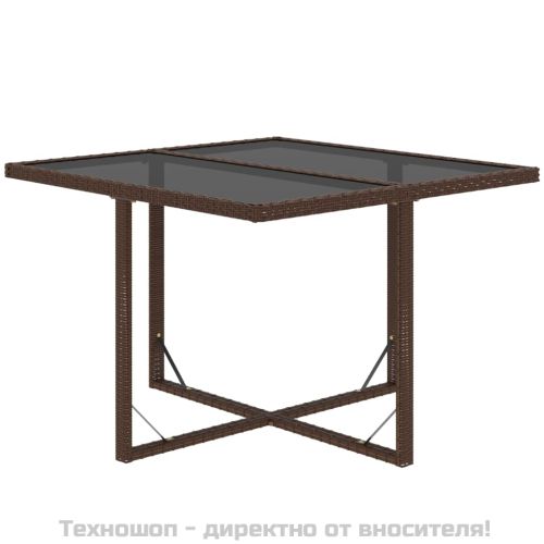 Градински комплект с възглавници 9 части полиратан кафяв