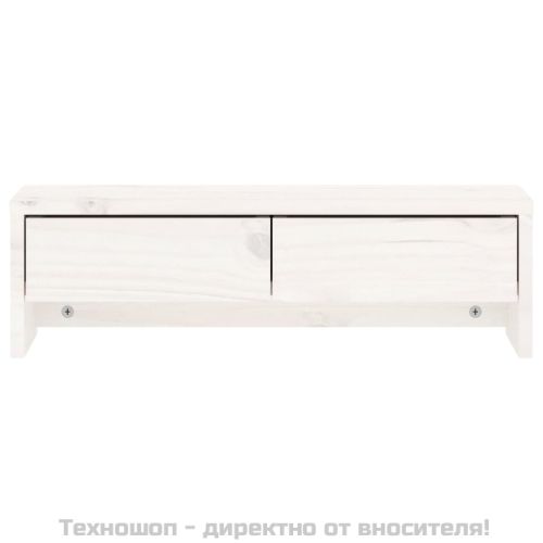 Поставка за монитор, бяла, 50x27x15 см, бор масив