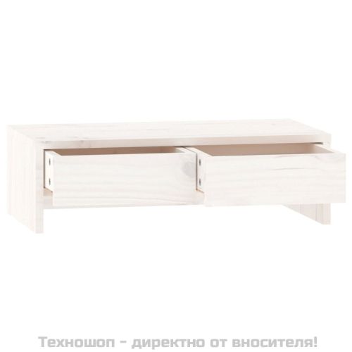 Поставка за монитор, бяла, 50x27x15 см, бор масив