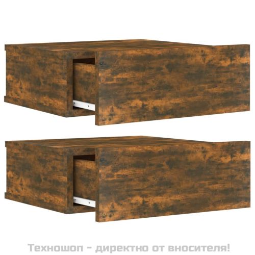 Плаващи нощни шкафчета 2 бр опушен дъб 40x30x15 см инж. дърво