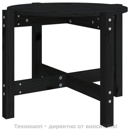 Кафе маса, черна, Ø 62,5x45 см, борово дърво масив