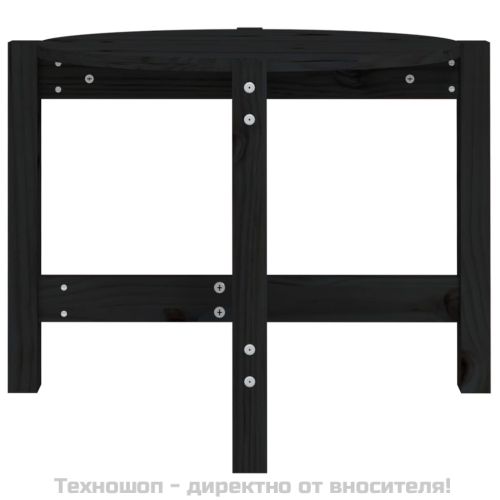 Кафе маса, черна, Ø 62,5x45 см, борово дърво масив