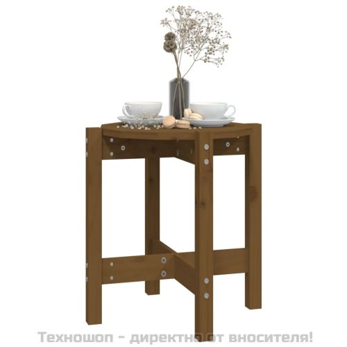 Кафе маса, меденокафява, Ø 42,5x45 см, борово дърво масив