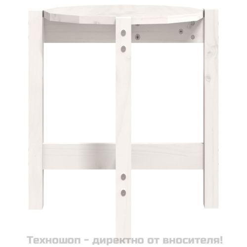 Кафе маса, бяла, Ø 42,5x45 см, борово дърво масив