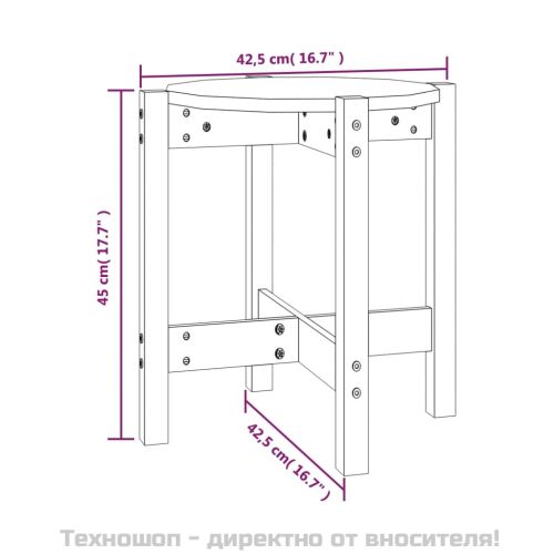 Кафе маса, бяла, Ø 42,5x45 см, борово дърво масив