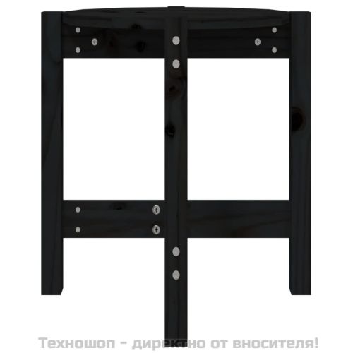 Кафе маса, черна, Ø 42,5x45 см, борово дърво масив