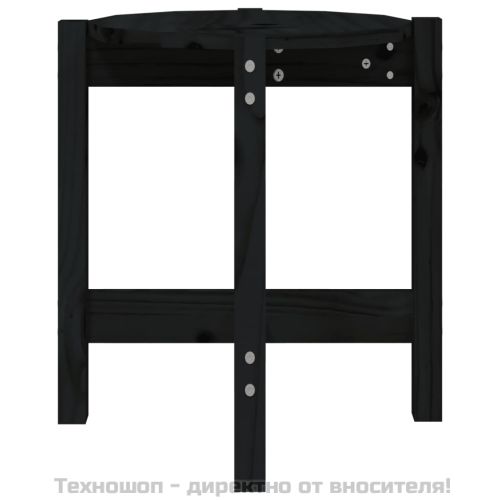 Кафе маса, черна, Ø 42,5x45 см, борово дърво масив
