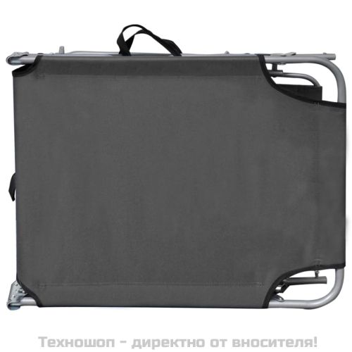 Сгъваем шезлонг с козирка, сив, алуминий