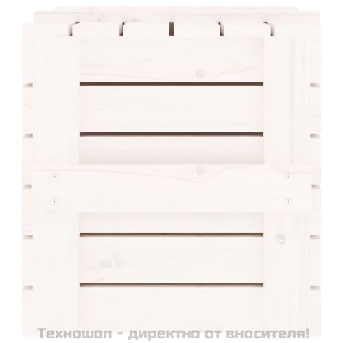 Кутия за съхранение, бяла, 58x40,5x42 см, борово дърво масив