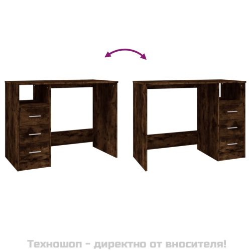 Бюро с чекмеджета, опушен дъб, 102x50x76 см, инженерно дърво
