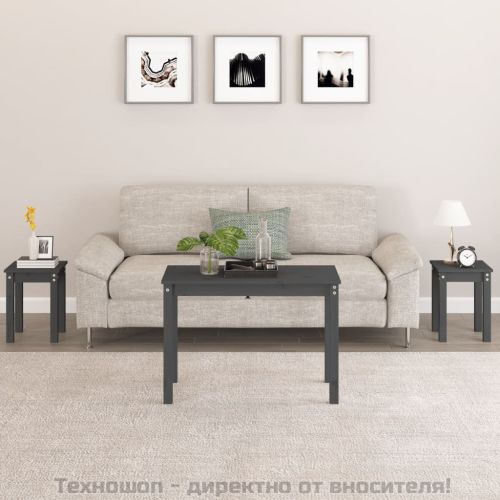 Стифиращи маси, 3 бр, сиви, бор масив