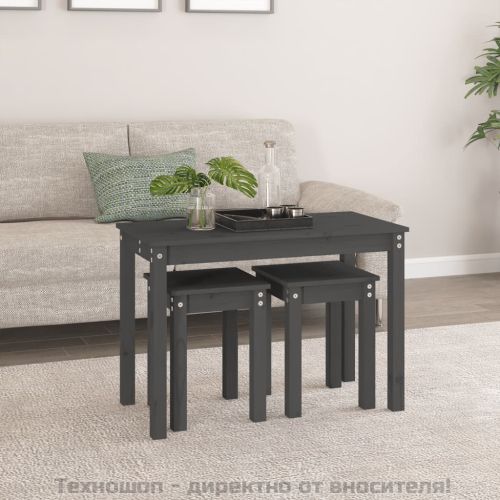 Стифиращи маси, 3 бр, сиви, бор масив