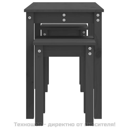 Стифиращи маси, 3 бр, сиви, бор масив