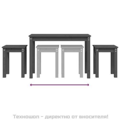 Стифиращи маси, 3 бр, сиви, бор масив