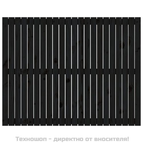 Стенна табла за спалня, черна, 140x3x110 см, борово дърво масив