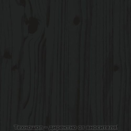 Стенна табла за спалня, черна, 140x3x110 см, борово дърво масив