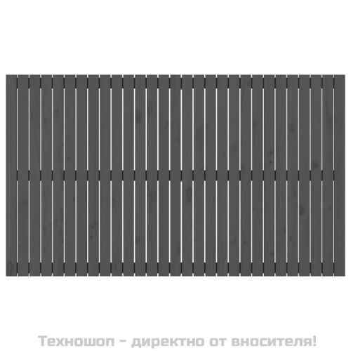 Стенна табла за спалня, сива, 185x3x110 см, борово дърво масив