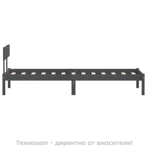 Рамка за легло, сива, бор масив, 90x190 см, Single