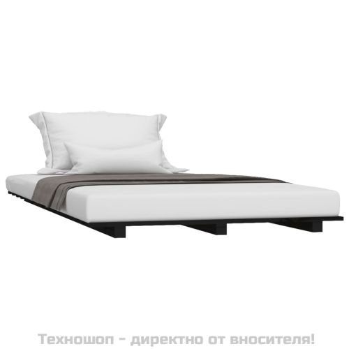 Рамка за легло, черно, 100x200 см, бор масив