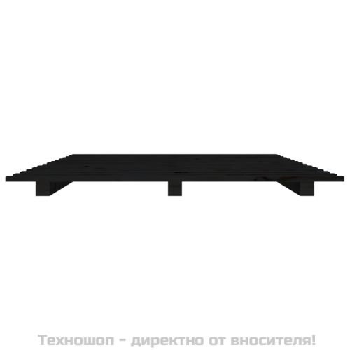 Рамка за легло, черна, бор масив, 90x190 см