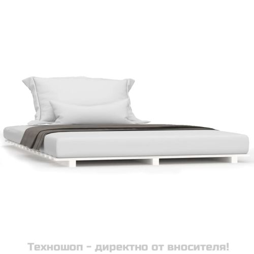 Рамка за легло, бяла, бор масив, 140x190 см