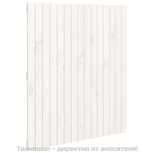 Стенна табла за спалня бяла 95,5x3x110 см борово дърво масив