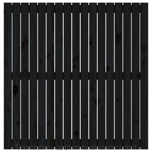 Стенна табла за спалня, черна, 108x3x110 см, борово дърво масив