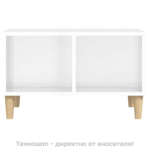 Кафе маса, бял гланц, 60x50x36,5 см, инженерно дърво