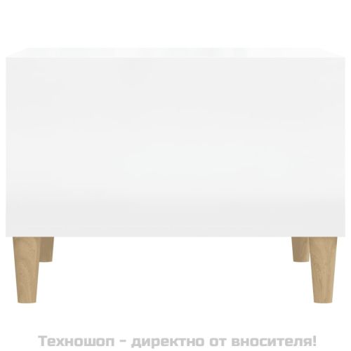 Кафе маса, бял гланц, 60x50x36,5 см, инженерно дърво