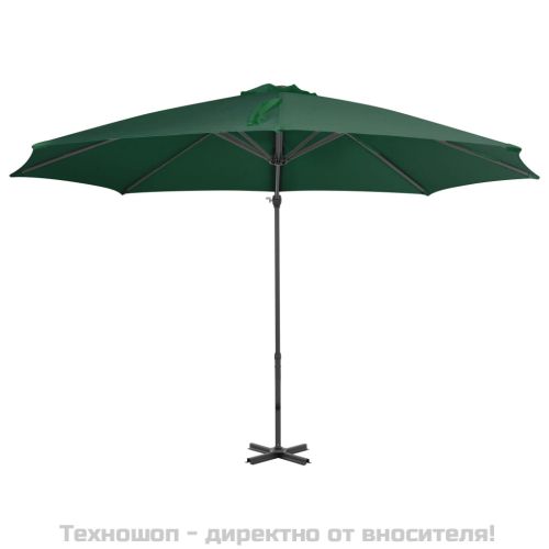 Конзолен градински чадър с алуминиев прът, зелен, 300 см