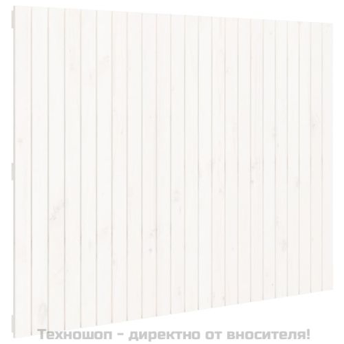 Стенна табла за спалня бяла 146,5x3x110 см борово дърво масив