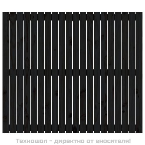 Стенна табла за спалня черна, 127,5x3x110см, борово дърво масив