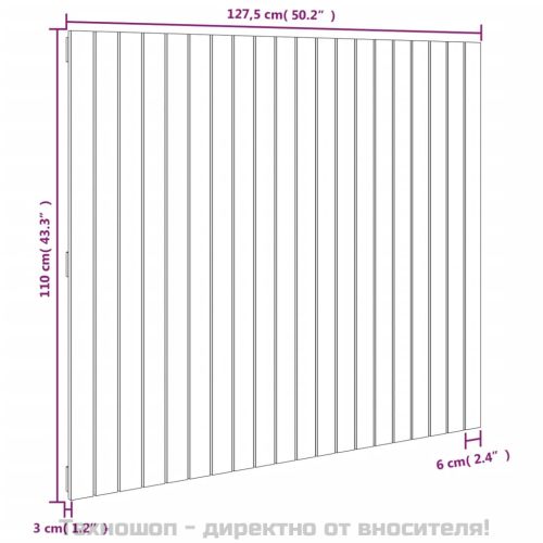 Стенна табла за спалня черна, 127,5x3x110см, борово дърво масив